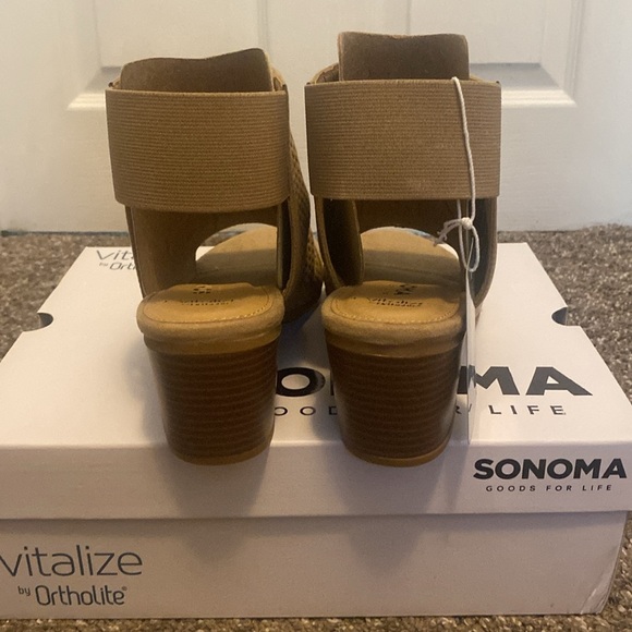 Sonoma Vitalize Ortholite Hostel Taupe Slingback Open Toe Ankle Boots sz 9 NIB - Picture 5 of 5